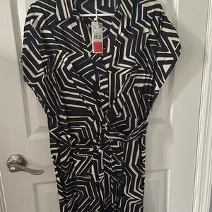 Mango Black Sheath Dress with Dolman Sleeves and Notched Collar